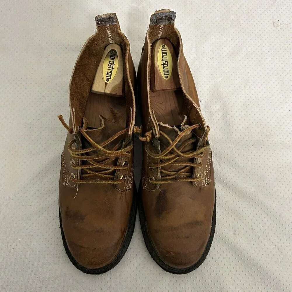 Vintage 90s Iron Age Men's Steel Toe Brown Lace Up Leather Chukka Work Boot Sz 8